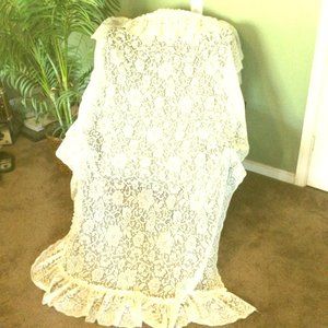 Vintage 9s Lace 2 Panel Shower Curtain